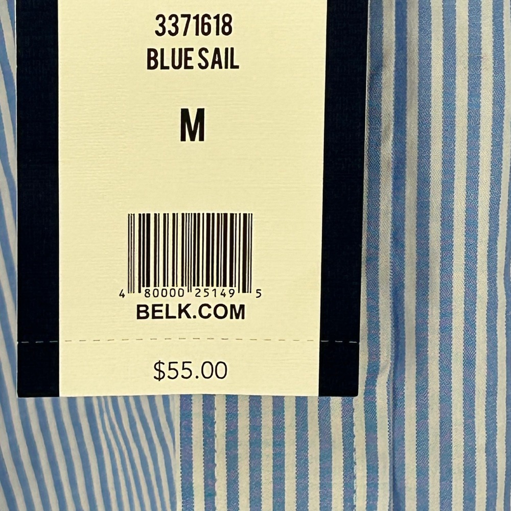 Crown & Ivy Mens Motion Flex Classic Fit Striped Button Down Shirt Blue Sail M - Picture 4 of 10